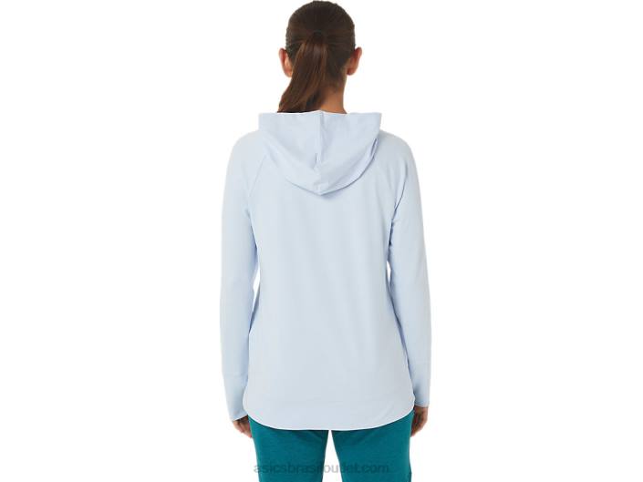 moletom com capuz tecnológico feminino 462T2767 corante espacial do céu suave Asics