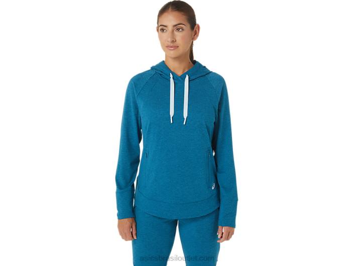moletom com capuz tecnológico feminino 462T2809 deep sea teal spacedye Asics