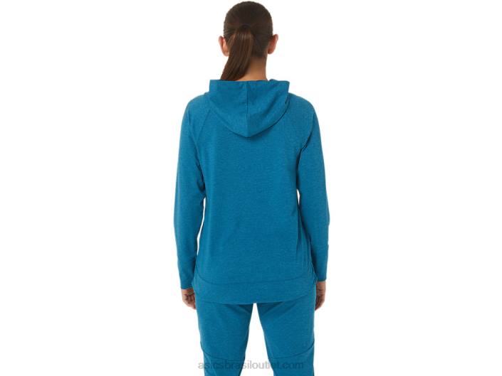 moletom com capuz tecnológico feminino 462T2809 deep sea teal spacedye Asics