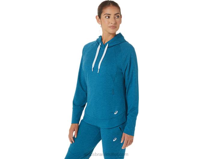 moletom com capuz tecnológico feminino 462T2809 deep sea teal spacedye Asics