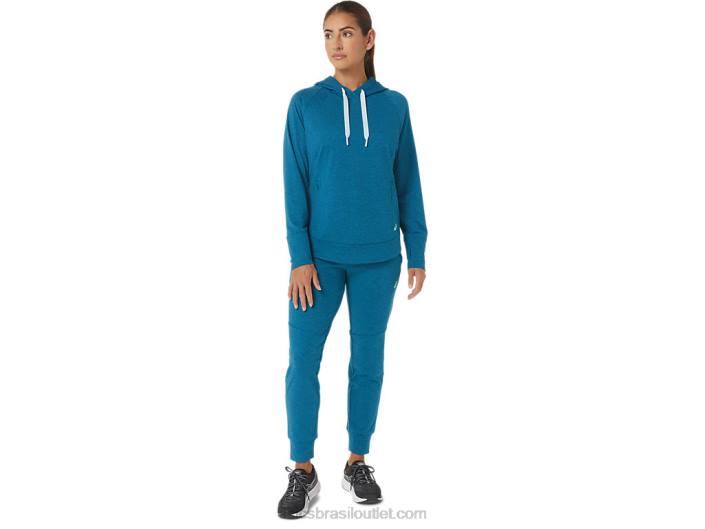 moletom com capuz tecnológico feminino 462T2809 deep sea teal spacedye Asics
