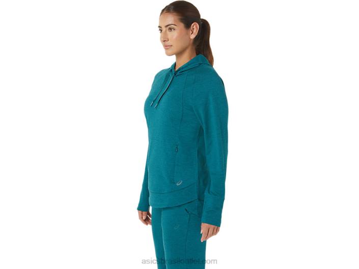 moletom com capuz tecnológico feminino 462T2820 veludo pinho spacedye Asics