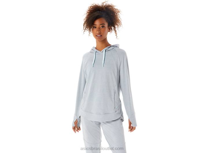 moletom com capuz tecnológico feminino 462T3289 Piedmont grey spacedye/sálvia Asics