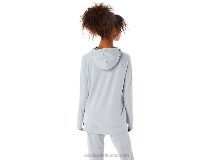 moletom com capuz tecnológico feminino 462T3289 Piedmont grey spacedye/sálvia Asics