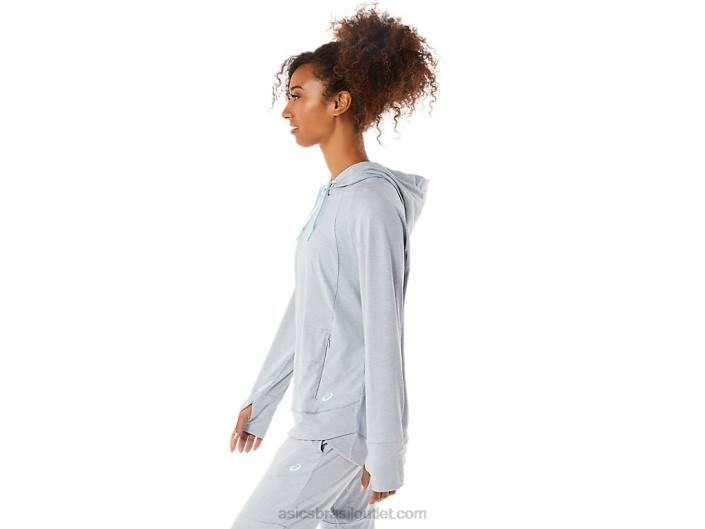 moletom com capuz tecnológico feminino 462T3289 Piedmont grey spacedye/sálvia Asics