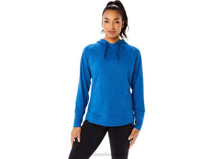 moletom com capuz tecnológico feminino 462T3320 lake drive spacedye/clear blue Asics
