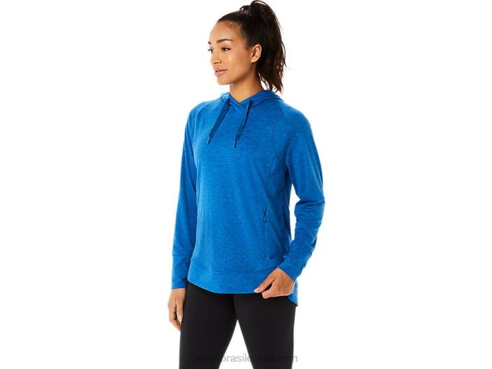 moletom com capuz tecnológico feminino 462T3320 lake drive spacedye/clear blue Asics