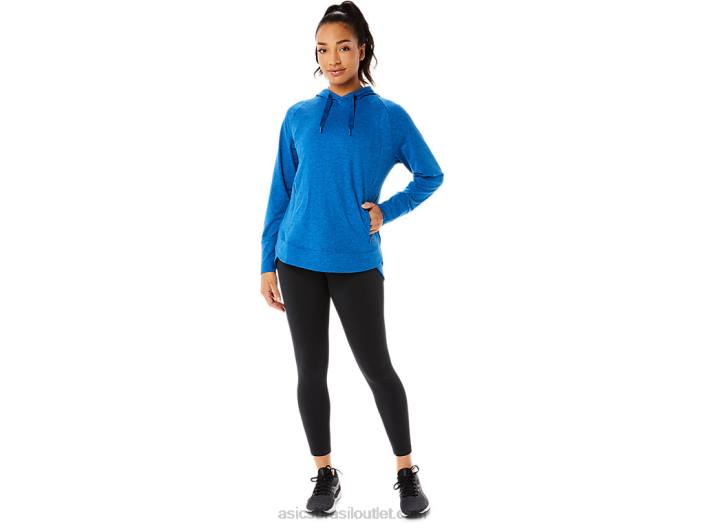 moletom com capuz tecnológico feminino 462T3320 lake drive spacedye/clear blue Asics