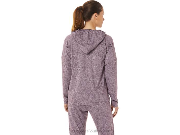 moletom feminino de malha elástica macia com zíper completo 462T2939 urze marte profundo Asics
