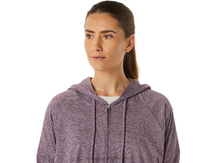 moletom feminino de malha elástica macia com zíper completo 462T2939 urze marte profundo Asics