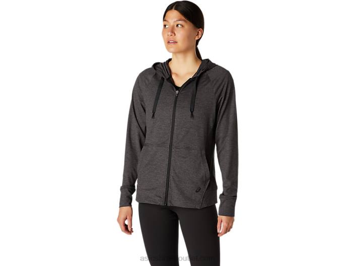 moletom feminino tech com zíper completo 462T4097 urze cinza escuro Asics