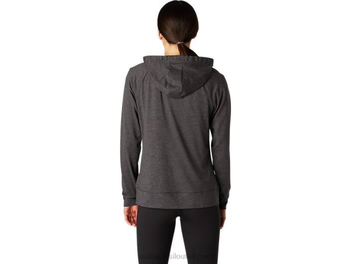 moletom feminino tech com zíper completo 462T4097 urze cinza escuro Asics