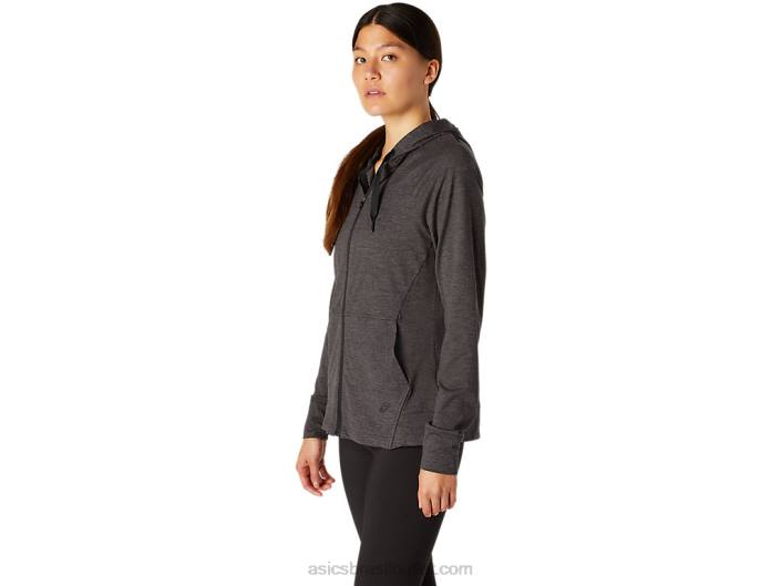 moletom feminino tech com zíper completo 462T4097 urze cinza escuro Asics