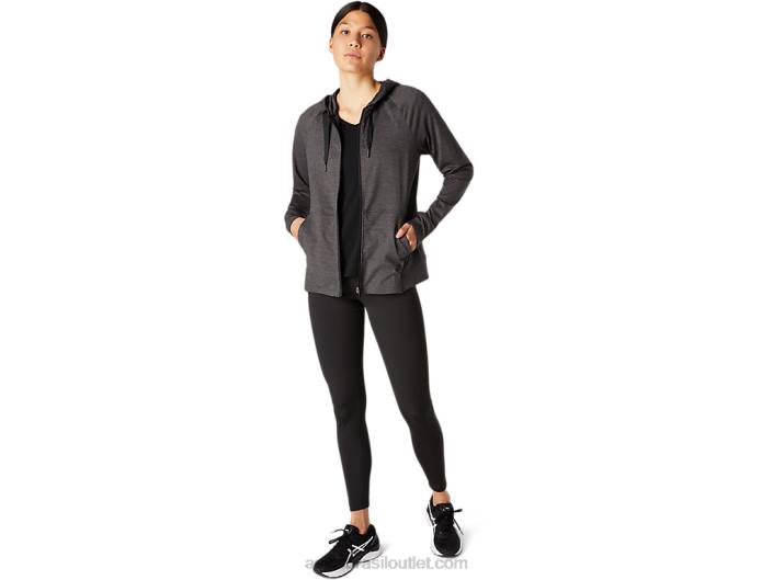 moletom feminino tech com zíper completo 462T4097 urze cinza escuro Asics