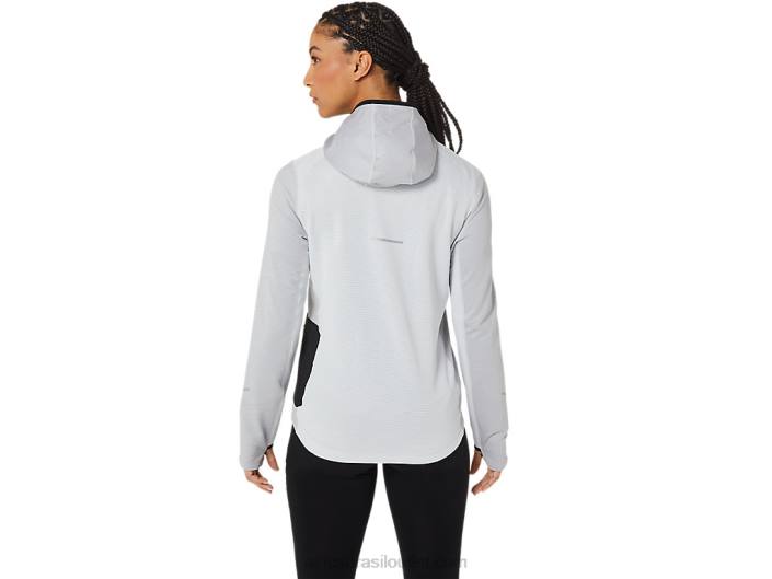 moletom manga longa para corrida de inverno feminino 462T2764 urze cinza glaciar/preto Asics