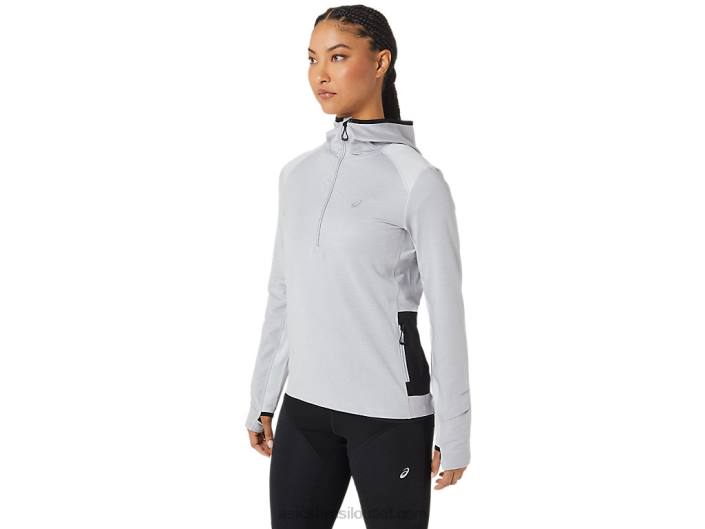 moletom manga longa para corrida de inverno feminino 462T2764 urze cinza glaciar/preto Asics