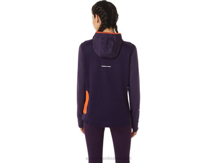 moletom manga longa para corrida de inverno feminino 462T2791 tom noturno urze/nova laranja Asics