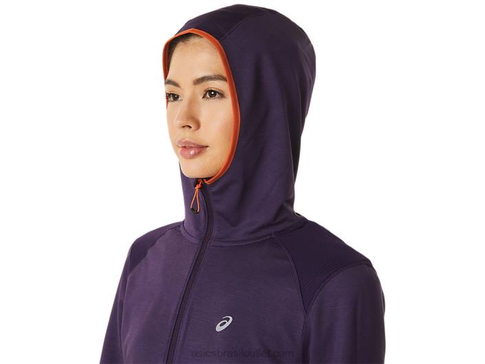 moletom manga longa para corrida de inverno feminino 462T2791 tom noturno urze/nova laranja Asics