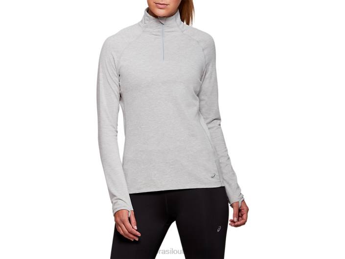 top feminino dorai quarto com zíper 462T4205 urze cinza claro Asics