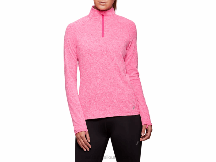 top feminino dorai quarto com zíper 462T4206 rosa glo urze Asics
