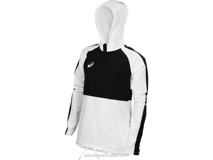 top feminino tecido elástico 462T4086 time branco/time preto Asics