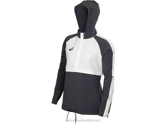 top feminino tecido elástico 462T4088 cinza aço team/branco team Asics