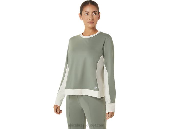 top flare feminino reaproveitado 462T2777 líquen verde/bétula Asics