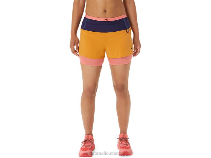 bermuda fujitrail 2-n-1 feminina 462T2537 tempestade de areia/mamão Asics