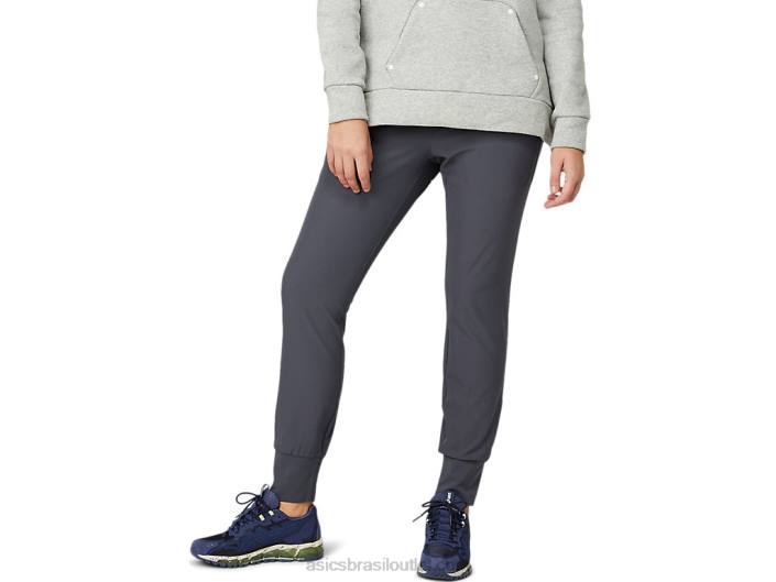 calça cônica elástica feminina 462T3640 transportadora cinza Asics