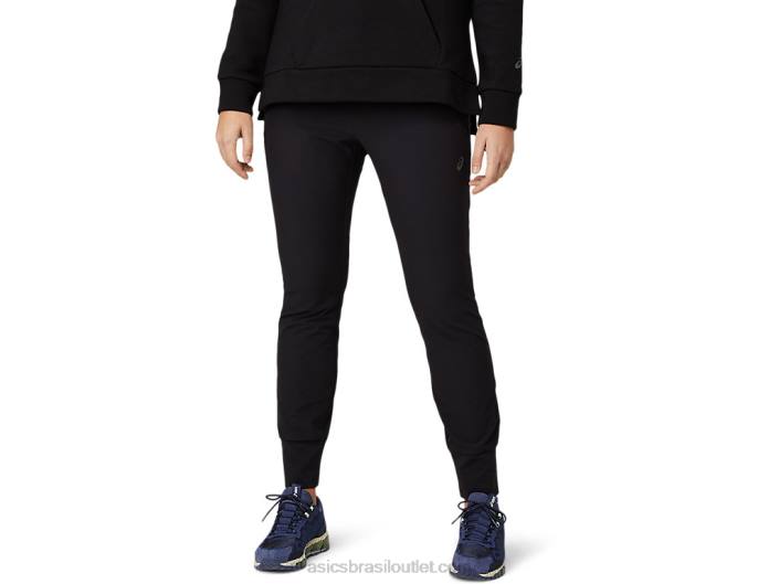 calça cônica elástica feminina 462T3642 desempenho preto Asics