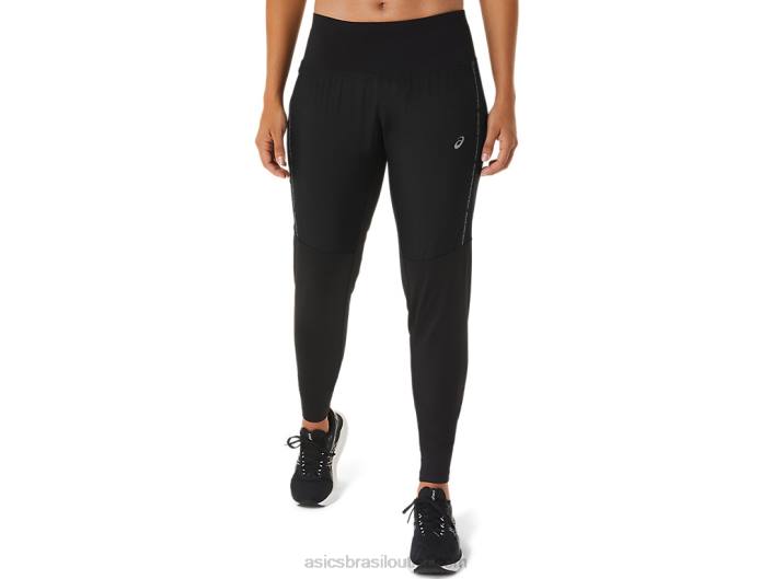 calça de corrida feminina 462T2504 desempenho preto Asics