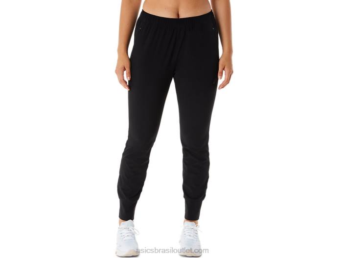 calça de tecido elástico core para treino feminino 462T2217 desempenho preto Asics
