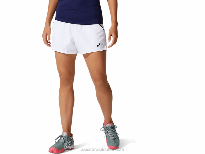 corte feminino curto 462T3795 branco brilhante Asics