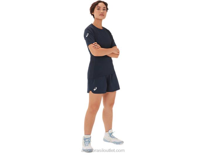 short de wrestling feminino de 2 peças 462T3802 equipe marinha Asics