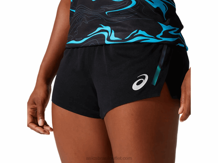 short feminino malha leve 462T4068 desempenho preto Asics