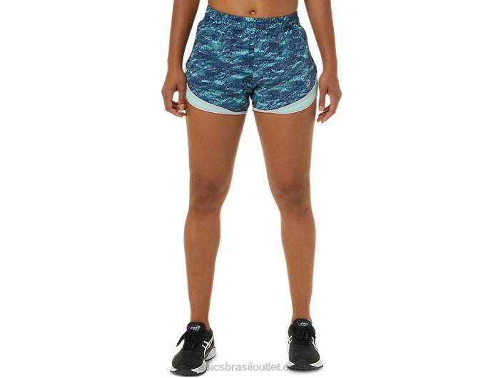 short feminino pr lyte 2,5 polegadas 462T3864 impressão verde-azulado/gelo fresco/cinza Asics