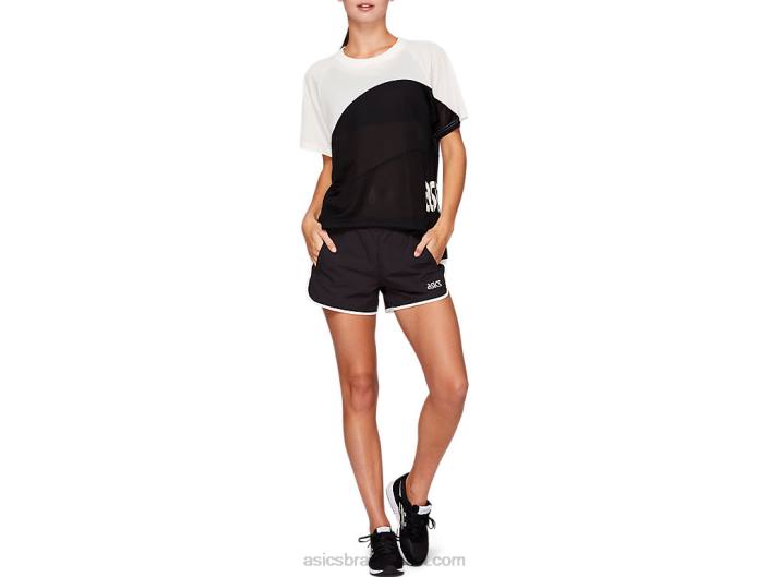 short feminino trançado esportivo moment 462T4167 desempenho preto Asics