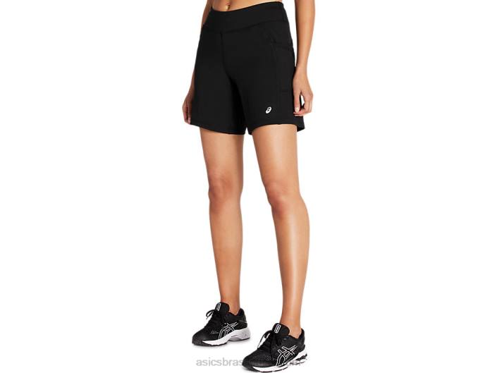 short feminino tricô 7 polegadas 462T4161 desempenho preto Asics