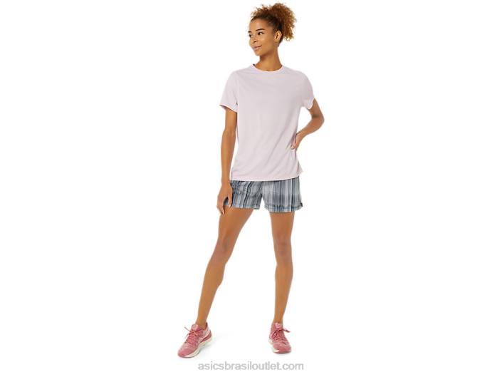 short gráfico 3 polegadas pronto para uso feminino 462T3474 impressão azul francês/quase rosa Asics