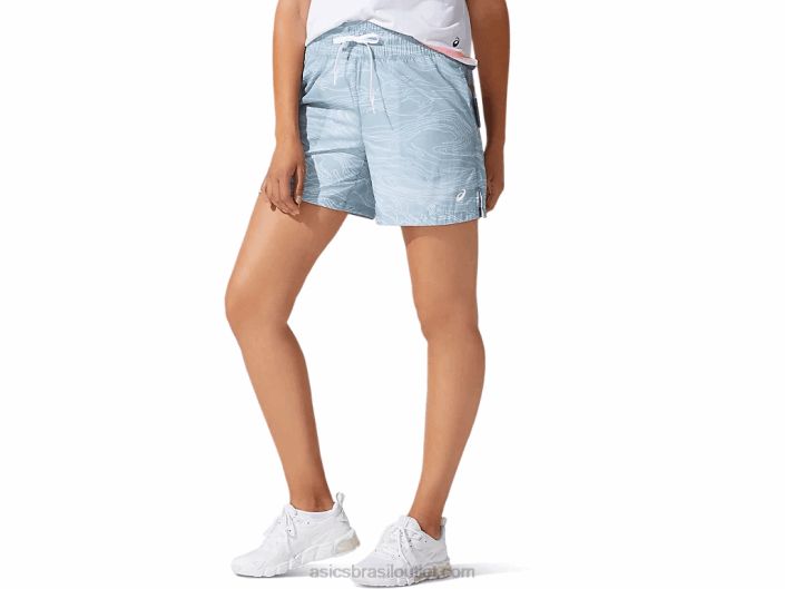 short tecido arejado feminino 462T4071 fumaça azul Asics