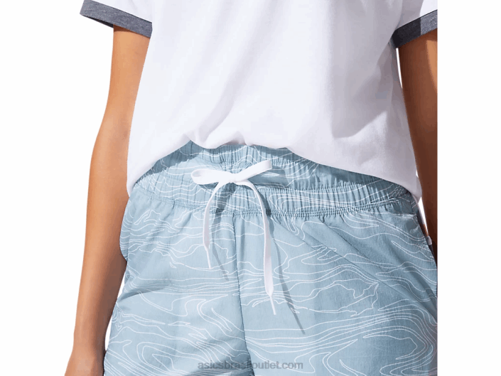 short tecido arejado feminino 462T4071 fumaça azul Asics