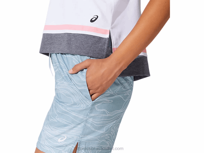 short tecido arejado feminino 462T4071 fumaça azul Asics