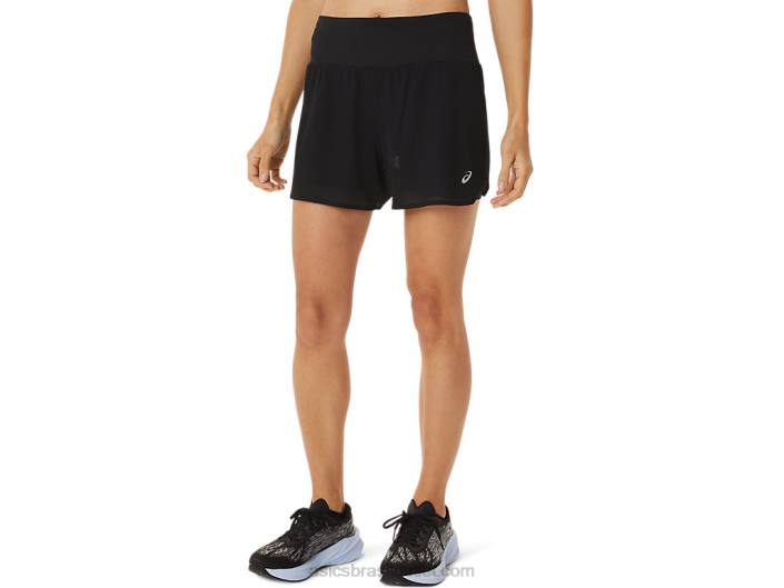 ventilação feminina 2-n-1 3,5 polegadas curta 462T3052 desempenho preto Asics