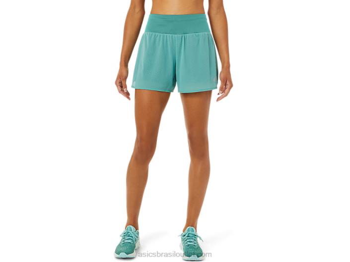 ventilação feminina 2-n-1 3,5 polegadas curta 462T3253 sábio/performance preta Asics