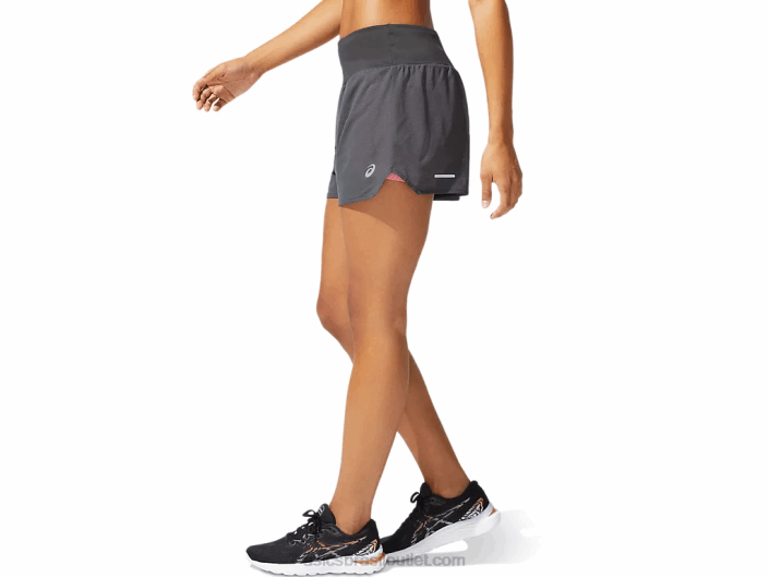ventilação feminina 2-n-1 3,5 polegadas curta 462T3975 cinza grafite/pétala de pêssego Asics