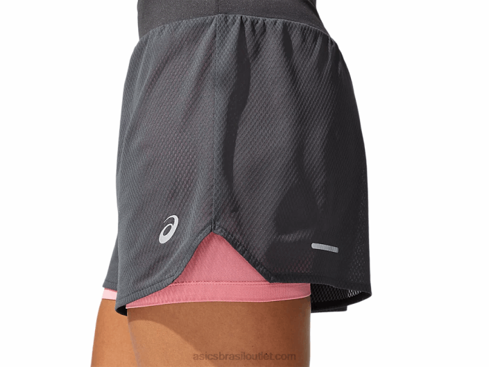 ventilação feminina 2-n-1 3,5 polegadas curta 462T3975 cinza grafite/pétala de pêssego Asics