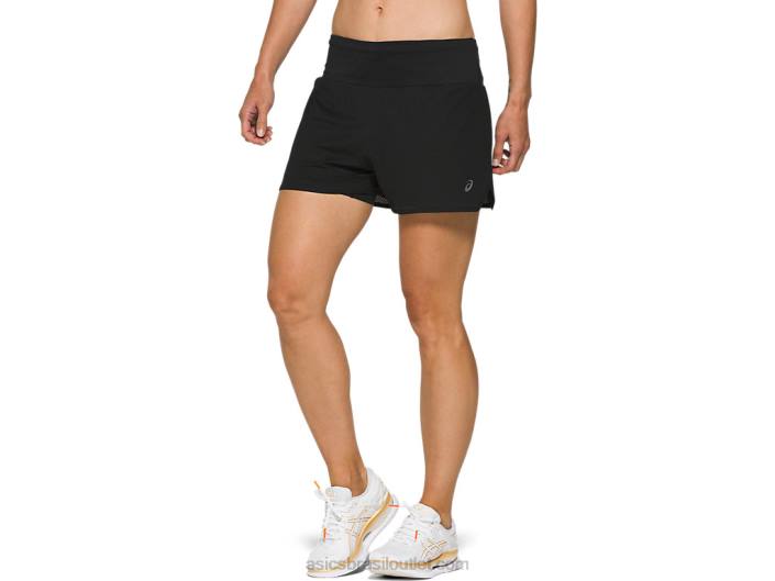 ventilação feminina 2-n-1 3,5 polegadas curta 462T4134 desempenho preto Asics