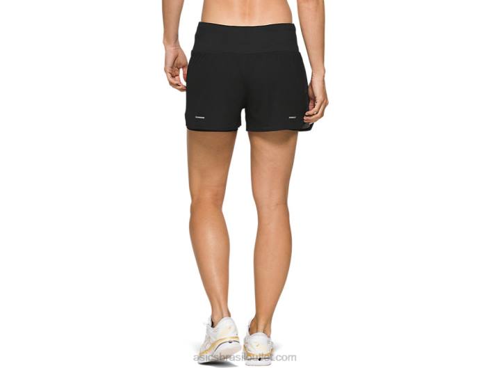 ventilação feminina 2-n-1 3,5 polegadas curta 462T4134 desempenho preto Asics