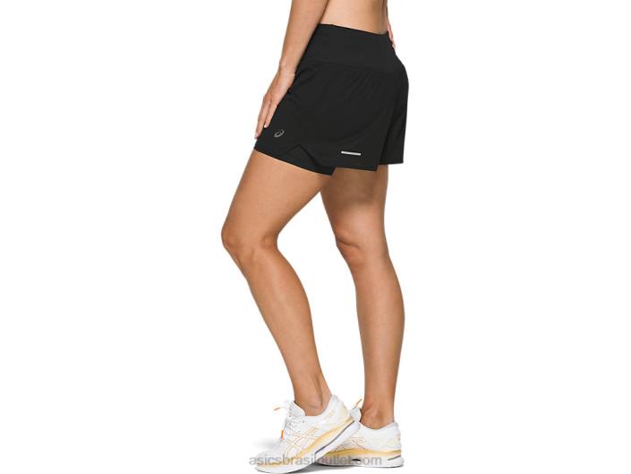 ventilação feminina 2-n-1 3,5 polegadas curta 462T4134 desempenho preto Asics