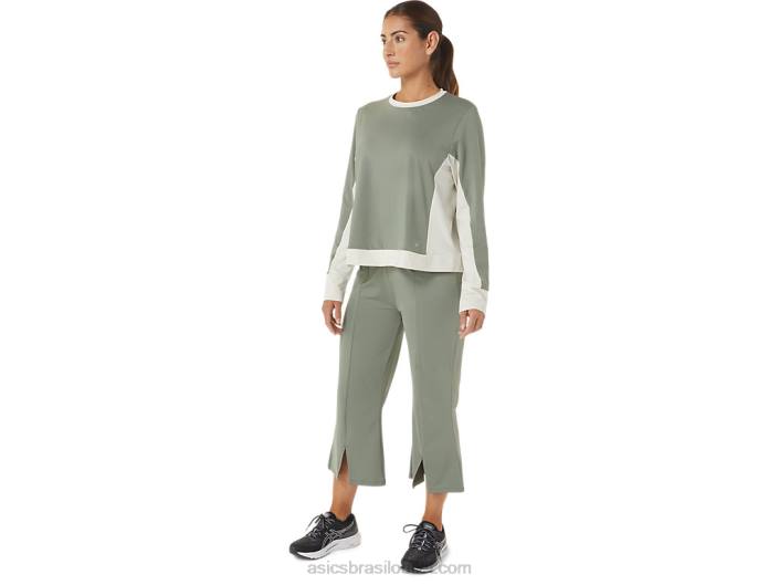 w calça flare reaproveitada 462T2740 líquen verde/bétula Asics
